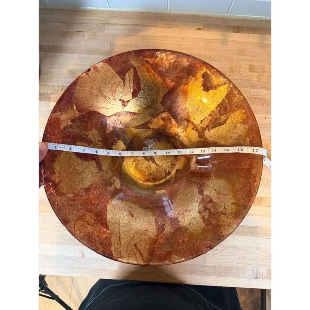 Pier 1 Imports Gold Leaf Glass Serving Bowl Italy 17.5